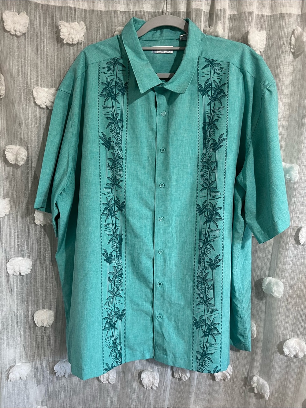 Cafe Luna Hawaiian Teal Short-Sleeve Button-Up Shirt